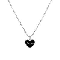 Collana in acciaio inossidabile, 304 acciaio inox, Cuore, unisex & Ball chain & con modello lettera & smalto, colore originale, 21x18mm, Lunghezza Appross. 60 cm, Venduto da PC