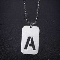 Titanium Steel Necklace with 5cm extender chain Alphabet Letter Unisex & hollow original color Length Approx 60 cm Sold By PC