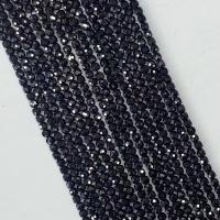 Edelstein Schmuckperlen, Black+Spinel, rund, poliert, facettierte, schwarz, 4x4mm, verkauft per ca. 14.96 ZollInch Strang