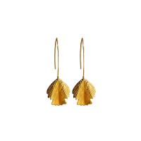 Zinc Alloy Oorbellen, Ginkgo Leaf, gold plated, mode sieraden & voor vrouw, nikkel, lood en cadmium vrij, 73x25mm, Verkocht door pair