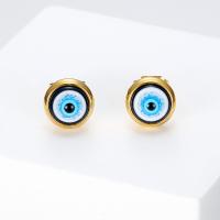 Mal Brincos Eye, Partículas de aço, joias de moda & para mulher, dourado, 18x8mm, vendido por par