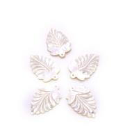 Natural White Shell Pendler, Hvid Lip Shell, Leaf, Carved, du kan DIY, hvid, 22x33mm, Solgt af PC