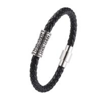 Bracelets cordon PU, cuir PU, avec Acier inoxydable 316, longueur différente pour le choix & pour homme, plus de couleurs à choisir, 6mm, Vendu par PC