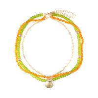 Collier de mode Multi couche, cristal, avec alliage de zinc, avec 7cm chaînes de rallonge, Placage de couleur d'or, multicouche & pour femme, Longueur 41 cm, 46 cm, Vendu par PC