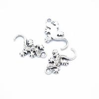 Zinklegering Animal Hangers, Zinc Alloy, Hagedis, antiek zilver plated, DIY, nikkel, lood en cadmium vrij, 22x12mm, Gat:Ca 2mm, Verkocht door PC