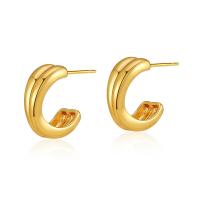 Goujon Laiton, Plaqué d'or 18K, bijoux de mode & pour femme, doré, 16x6mm, Vendu par paire