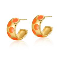 Brass Stud Earring 18K gold plated fashion jewelry & for woman & enamel Sold By Pair