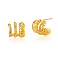 Brass Stud Earring 18K gold plated fashion jewelry & for woman golden Sold By Pair