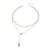 Collier de mode Multi couche, Acier inoxydable 304, avec 5cm chaînes de rallonge, Double couche & pour femme, couleur originale, Longueur Environ 36 cm, Environ 45 cm, Vendu par PC