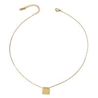 Colar de jóias de aço inoxidável, Aço inoxidável 304, with 5cm extender chain, Quadrado, unissex, dourado, comprimento Aprox 45 cm, vendido por PC