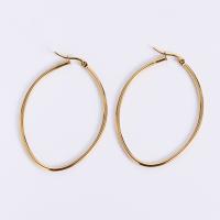 Mens acier inoxydable Hoop boucles d'oreilles, Acier inoxydable 304, Plaqué or 18K, bijoux de mode & pour femme, doré, 39x54mm, Vendu par paire