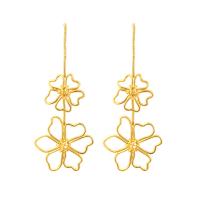 Zinc Alloy Øreringe, Flower, guldfarve belagt, for kvinde & hule, gylden, nikkel, bly & cadmium fri, 47x117mm, Solgt af par