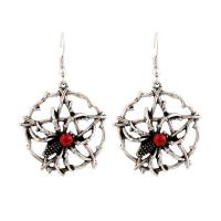 Boucle d'oreille strass, alliage de zinc, toile d'araignée, Plaqué de couleur d'argent, Bijoux d'Halloween & pour femme & avec strass, argent, protéger l'environnement, sans nickel, plomb et cadmium, 32x52mm, Vendu par paire