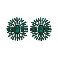 Lo zinco in lega Stud Earring, lega in zinco, Ovale, placcato color oro, per la donna & con strass, nessuno, assenza di nichel,piombo&cadmio, 45x50mm, Venduto da coppia