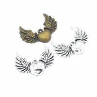 Zinc Alloy Heart Pendler, Winged Heart, forgyldt, du kan DIY, flere farver til valg, nikkel, bly & cadmium fri, 36x27mm, Hole:Ca. 2mm, Solgt af PC