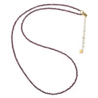 Gemstone smycken halsband, Garnet, med Zink Alloy, polerad, Unisex & fasetterad, purpur, 2mm, Längd Ca 22 inch, Säljs av PC