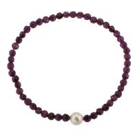 Naturlig granat armbånd, Garnet, med Plastic Pearl, poleret, Unisex & facetteret, lilla, Længde Ca. 6 inch, Solgt af PC