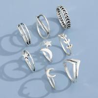 Zinc Alloy Ring Set silver color plated 8 pieces & fashion jewelry & for woman nickel lead & cadmium free Sold By Set