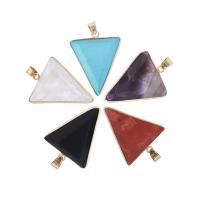 Gemstone Hängen Smycken, Natursten, med Mässing, Triangle, silver pläterad, DIY, fler färger för val, 25-32mm, Säljs av PC