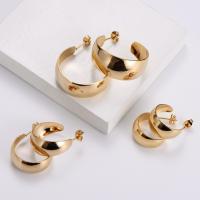 Stainless Steel Stud Earrings 304 Stainless Steel Vacuum Plating polished & for woman golden Sold By Pair