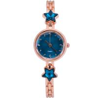 Femmes montre-bracelet, alliage de zinc, avec verre, étoile, Plaqué de couleur d'or rose, Résistant à l’eau de vie & pour femme & avec strass, plus de couleurs à choisir, protéger l'environnement, sans nickel, plomb et cadmium, 200x24x9.50mm, Vendu par PC