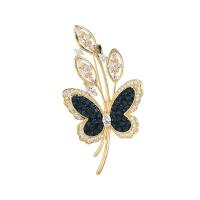 Cubic Zirconia Broche, metal, Mariposa, chapado, Vintage & micro arcilla de zirconia cúbica & para mujer, más colores para la opción, libre de níquel, plomo & cadmio, 26x52mm, Vendido por UD