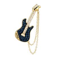 Cubic Zirconia Broche, metal, guitara, chapado, micro arcilla de zirconia cúbica & para mujer, más colores para la opción, libre de níquel, plomo & cadmio, 19x45mm, Vendido por UD