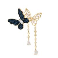 Cubic Zirconia Broche, metal, Mariposa, chapado, micro arcilla de zirconia cúbica & para mujer, más colores para la opción, libre de níquel, plomo & cadmio, 50x72mm, Vendido por UD