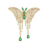 Cubic Zirconia Brooch Brass Butterfly gold color plated micro pave cubic zirconia & for woman nickel lead & cadmium free Sold By PC