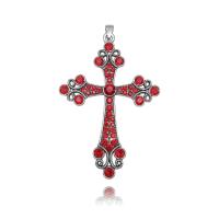 Zinklegering Cross Hangers, Zinc Alloy, met Cubic Zirconia, Oversteken, half handgemaakte, meer kleuren voor de keuze, 51x5x72.50mm, Verkocht door PC