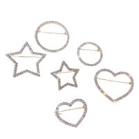 Rhinestone Broche, Zinc Alloy, forgyldt, for kvinde & med rhinestone, flere farver til valg, 30-44mm, Solgt af PC