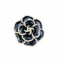 emalje broche, Zinc Alloy, med Plastic Pearl, Flower, forgyldt, for kvinde, flere farver til valg, 45x45mm, Solgt af PC