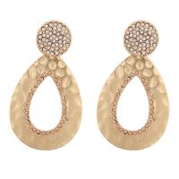 Pendientes de Aleación de Zinc, con rhinestone de acrílico, chapado en color dorado, Joyería & para mujer, dorado, 63x35mm, Vendido por Par