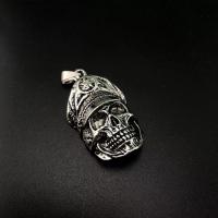 Zinc Alloy Skull Pendler, antik sølv farve forgyldt, Vintage & du kan DIY, nikkel, bly & cadmium fri, 27.40x46x16.30mm, Solgt af PC