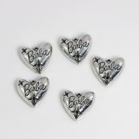 Pendentifs coeur en alliage de zinc, Placage de couleur argentée, DIY, protéger l'environnement, sans nickel, plomb et cadmium, 18.30x16.90x6.30mm, Vendu par PC