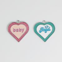 Zinc Alloy Enamel Pendants Heart silver color plated DIY nickel lead & cadmium free Sold By PC