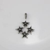 Cink Alloy Star Privjesak, Zvijezda, starinski srebrne boje pozlaćen, Berba & možete DIY, nikal, olovo i kadmij besplatno, 45x61x6mm, Prodano By PC