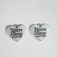 Zinc Alloy Heart Pendants silver color plated DIY nickel lead & cadmium free Sold By PC