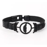 PU Cord Armband, med Zink Alloy, mode smycken & Unisex, svart, Längd Ca 8.27 inch, Säljs av PC