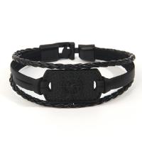 Pulseras de Cordón de PU, Cuero de PU, con aleación de zinc, Joyería & para hombre, Negro, longitud aproximado 8.27 Inch, Vendido por UD