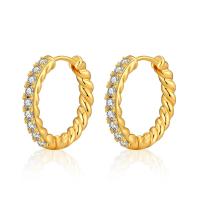 Orecchini cerchietti Hoop ottone, Placcato oro 18K, gioielli di moda & per la donna & con strass, dorato, assenza di nichel,piombo&cadmio, 17x3mm, Venduto da coppia