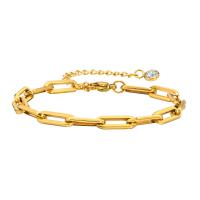 Roestvrij staal armbanden, 304 roestvrij staal, met 1.97inch extender keten, mode sieraden & voor vrouw & met strass, gouden, 5mm, Lengte Ca 6.3 inch, Verkocht door PC