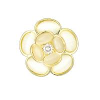 Broche résine, laiton, avec résine, fleur, Plaqué d'or, pavé de micro zircon & pour femme, 19x19mm, Vendu par PC