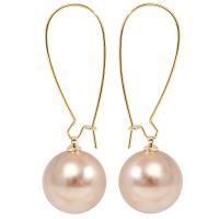 Zinc Alloy Oorbellen, Plastic Pearl, met Zinc Alloy, Ronde, gold plated, Koreaanse stijl & voor vrouw, meer kleuren voor de keuze, 56mm, Verkocht door pair