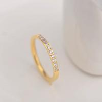 Anillo de dedo acero inoxidable del Rhinestone, acero inoxidable 304, chapado en oro real, diverso tamaño para la opción & para mujer & con diamantes de imitación, tamaño:5-9, Vendido por UD