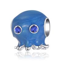 Zinklegering European Beads, Zinc Alloy, Octopus, gold plated, DIY & glazuur, blauw, 10mm, Verkocht door PC