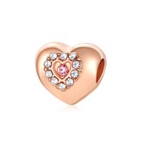 Zinc Alloy European perler, Heart, forgyldt, du kan DIY & med rhinestone, flere farver til valg, 14mm, Solgt af PC