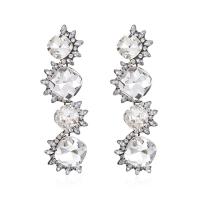 Boucles d'oreilles cristal, alliage de zinc, avec cristal, bijoux de mode & pour femme & avec strass, protéger l'environnement, sans nickel, plomb et cadmium, 90x25mm, Vendu par paire