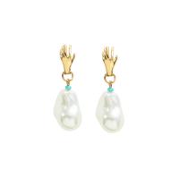 Zinc Alloy Drop Earrings with Plastic Pearl gold color plated fashion jewelry & for woman nickel lead & cadmium free Sold By Pair