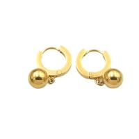 ステンレススチールドロップイヤリング, 304ステンレススチール, ラウンド形, 女性用, 金色, 10mm, 売り手 ペア